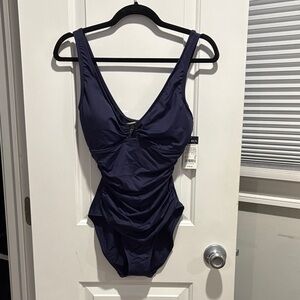 Ralph Lauren Navy One-Piece Swimsuit new tags on. Size 10.  Tummy control